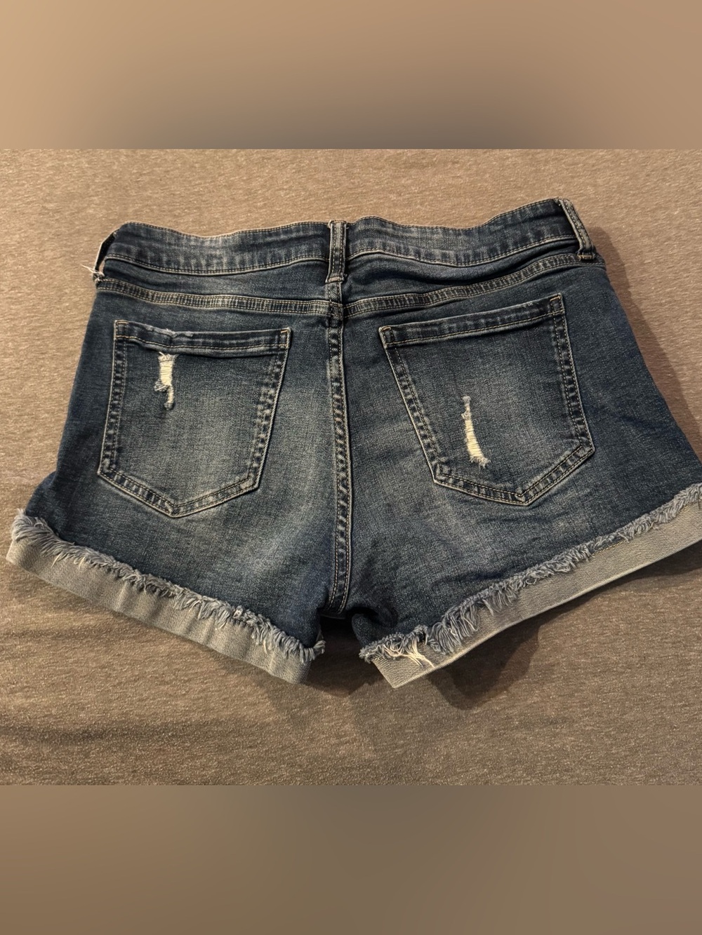 Women’s Dark Blue Distressed Denim Jean Shorts - - Picture 2 of 4